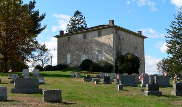 The meeting house and cemetery
